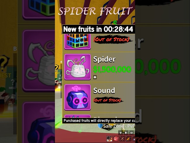 Finally spider fruit on stock #roblox #bloxfurit
