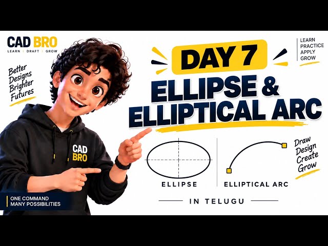 Day 7 | ELLIPSE & ELLIPTICAL ARC in AutoCAD | Difference Explained | CAD BRO