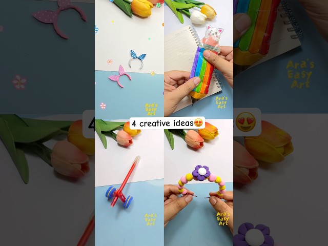 DIY 4 Creative Ideas in 1 shorts👯‍♀️💫✒️🏎️ @ArasEasyArt #diy #viral #creative #crafts