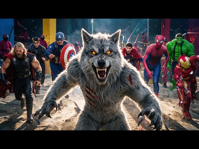 Superheroes VS Werewolf - Squid Game!