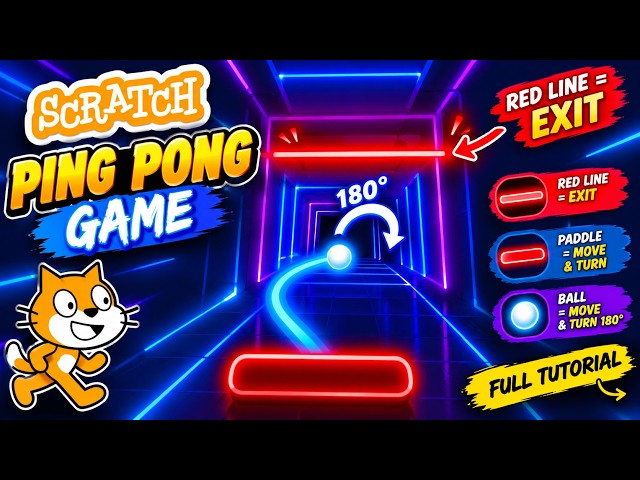 🔥 I Made a NEON PING PONG GAME in Scratch! 🏓😱 | Easy Beginner Project