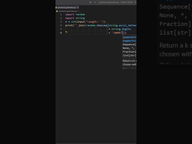 How to Build a Password Generator in Python in 45 Seconds! 🐍 #password #python #theroyalcoding