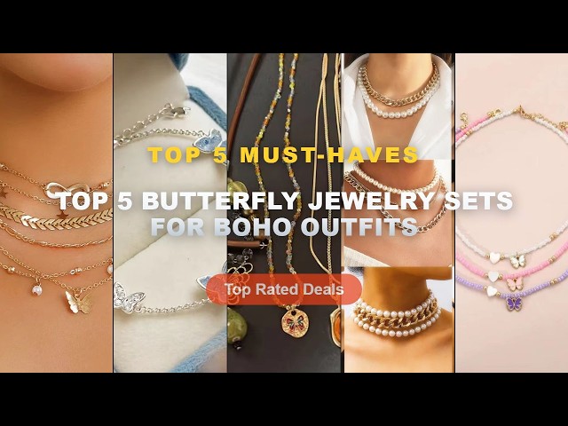 Cheap & Best Top 5 Butterfly Jewelry Sets For Boho Outfits Unboxing & Review - 3pcs Heart & Butterfl