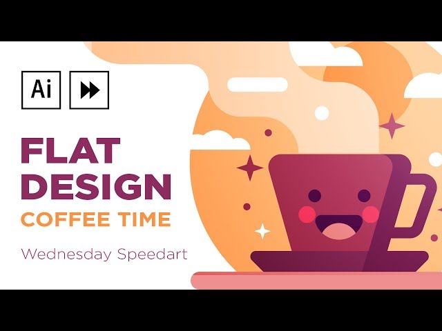 Flat Design Coffee Time | Illustrator Speedart