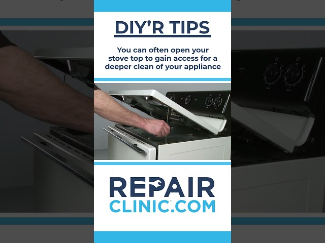 DIY'R TIPS - You can often open your stove top to gain access for a deeper clean of your appliance.