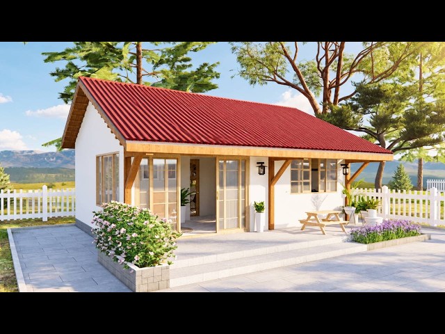 Beautiful Red Metal Roof House | Modern Single-Story Garden House Design