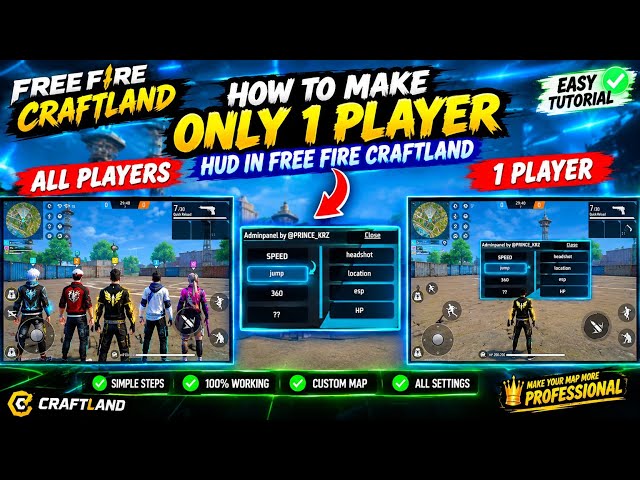 How To Make ONLY 1 PLAYER HUD in Free Fire Craftland 🔥 | Easy Tutorial