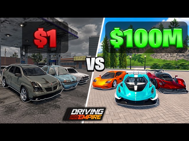 $1 vs $100,000,000 Car Show In Driving Empire!