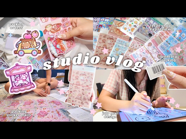 productive studio vlog: packing club mails, shop orders, inventory stock and & july goodies | ep. 33