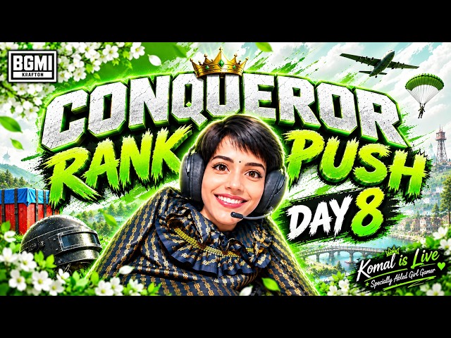 RANK PUSH TO CONQUEROR DAY 8 | KOMAL YT SHORTS | BGMI LIVE  #shortslive #shortsfeed #bgmilive