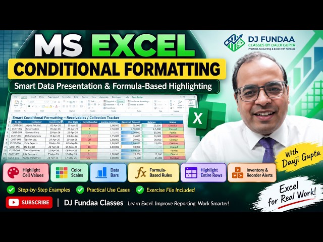 Topic14: MS Excel: Smart Data Presentation & Formula-Based Highlighting | #DJFundaa
