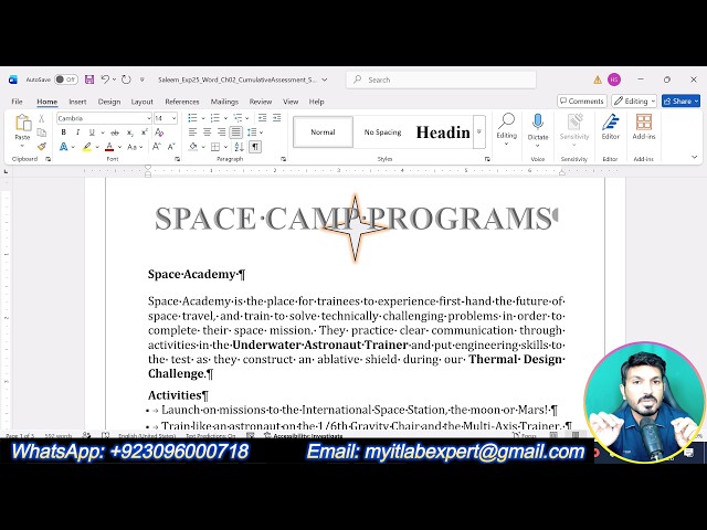 Exp25_Word_Ch02_CumulativeAssessment - Space | Word Chapter 2: Grader Cumulative - Space #Space