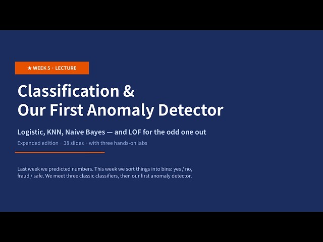 Financial Machine Learning Week 5 — Classification and Our First Anomaly Detector
