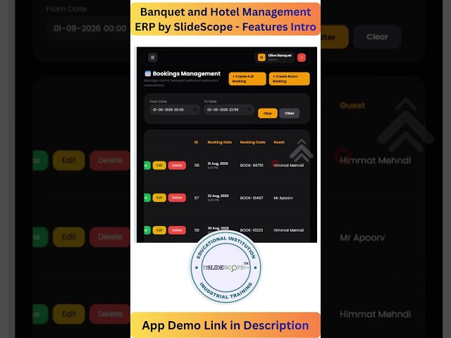 Banquet and Hotel Management ERP by SlideScope - Features Intro

A futuristic hotel and banquet book