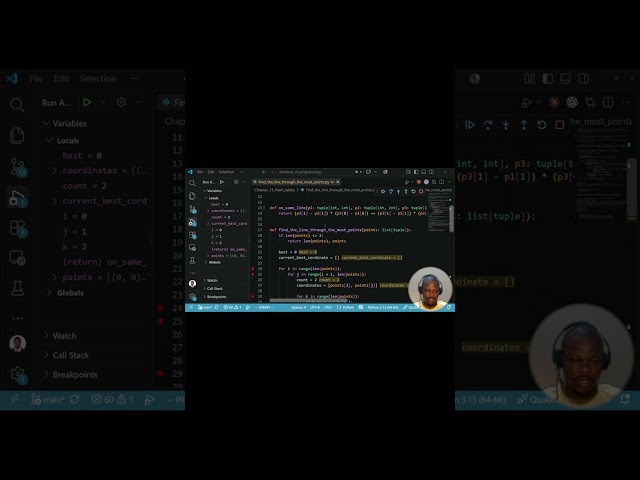 Title Debug Loop: Count Matching Points for Line Through Most Points
