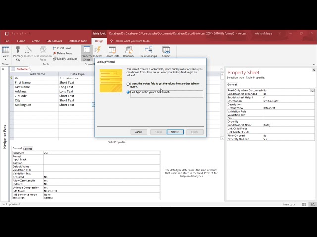 MS Access 2016 - Create Simple Database
