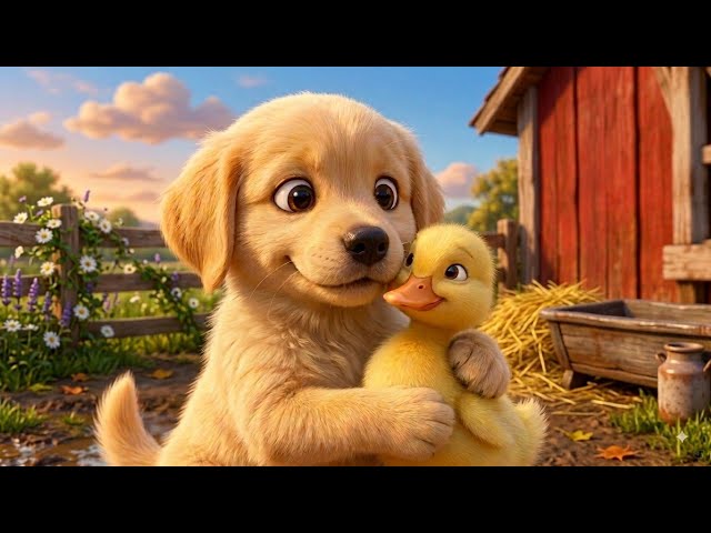 🐶 Golden Puppy Helps Lost Duck | Animals Sounds for Kids | Cute Animal Adventure for Toddlers