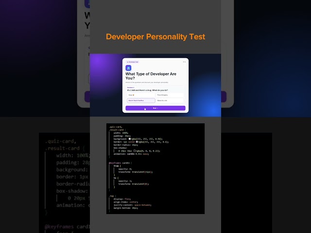 Developer Personality Test#shorts#html#css#javascript#webdevelopment#programming #learncode