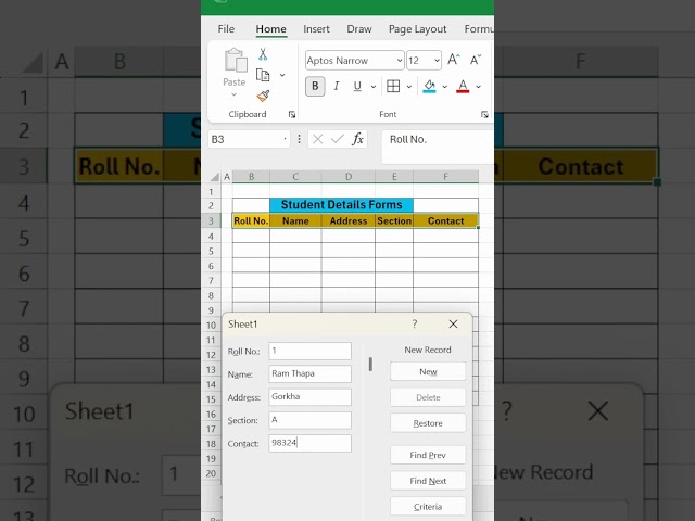 How to Create a Data Entry Form in Excel  Excel Magic Trick 🚀 #exceltips #Excel #exceltutorial