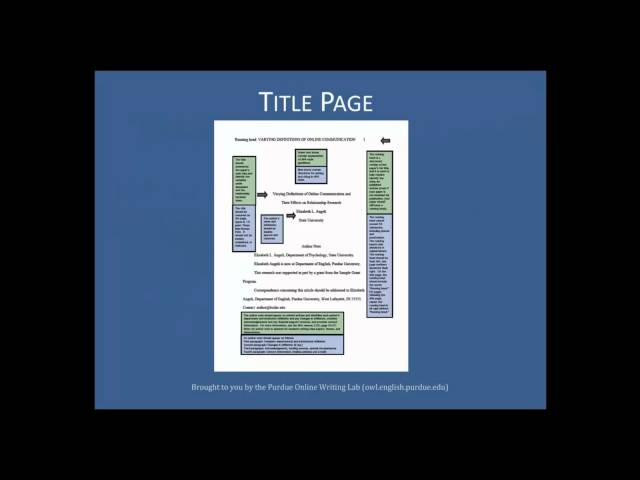 Purdue OWL: APA Formatting - The Basics