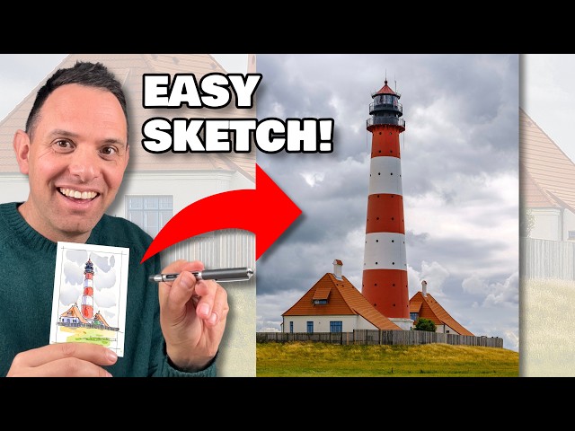 Mini Sketch Tutorial: Easy Lighthouse + Simple Watercolor