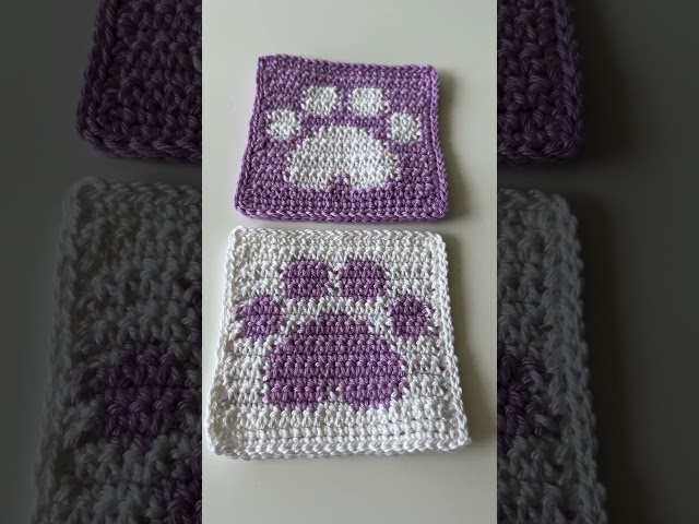 🐾 Cute Paw Print Square! Easy Crochet #shorts