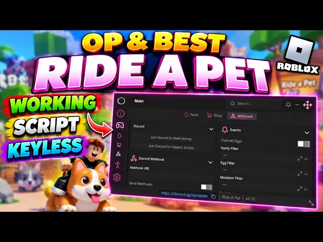 [KEYLESS] Ride A Pet Roblox Script | Rebirth, Claim, Hatch Luck, Infinite Jump & More