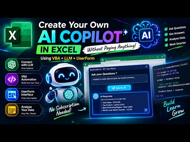 🔥Create Your Own AI Copilot in Excel for FREE! 🚀 | VBA + LLM + UserForm. #Excel #VBA and #Python