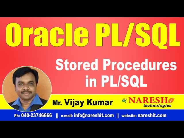 Stored Procedures in PL/SQL | Oracle PL/SQL Tutorial Videos | Mr.Vijay Kumar