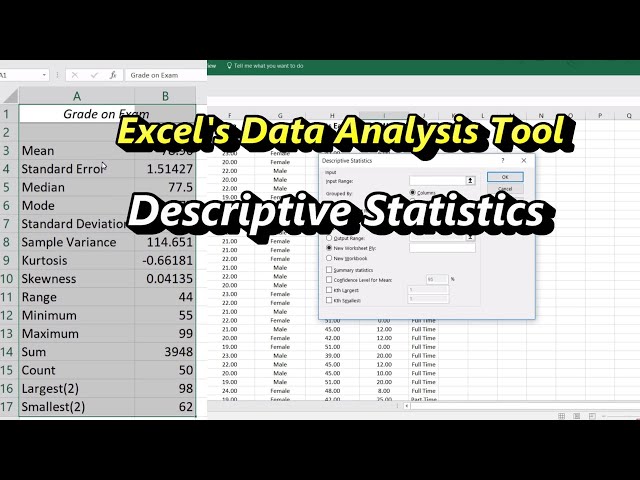 Descriptive Statistics in Excel Using the Data Analysis Tool