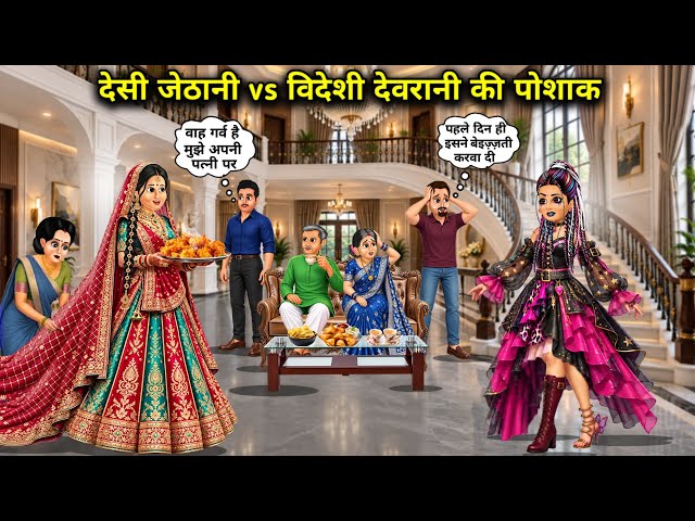देसी जेठानी vs विदेशी देवरानी की पोशाक || Cartoon Videos || Desi Jethani vs Videshi Devrani Dress 