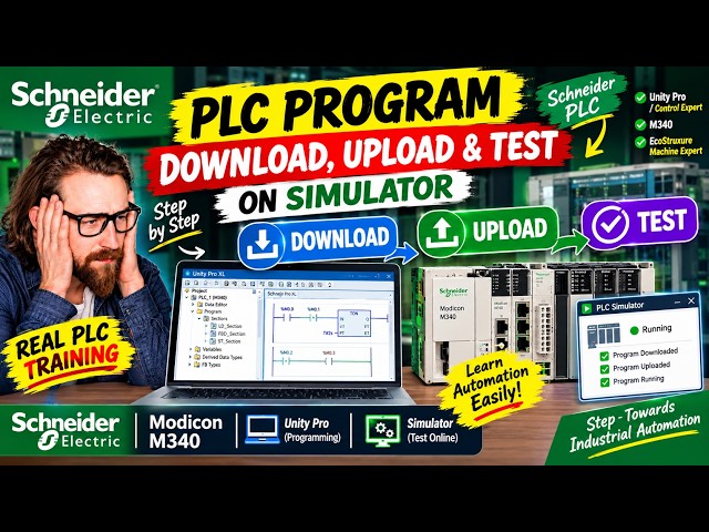 PLC Programming Basics: Upload, Download & Simulator Testing #PLC #PLC #LadderLogic #vlog