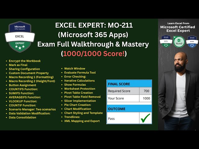 EXCEL EXPERT: MO-211(Microsoft 365 Apps) Exam Full Walkthrough & Mastery (1000/1000 Score!)