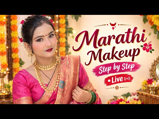 Marathi makeup look step by step❤️🪷 #hairstyles #makeup   #trending #ganeshchaturthi #live