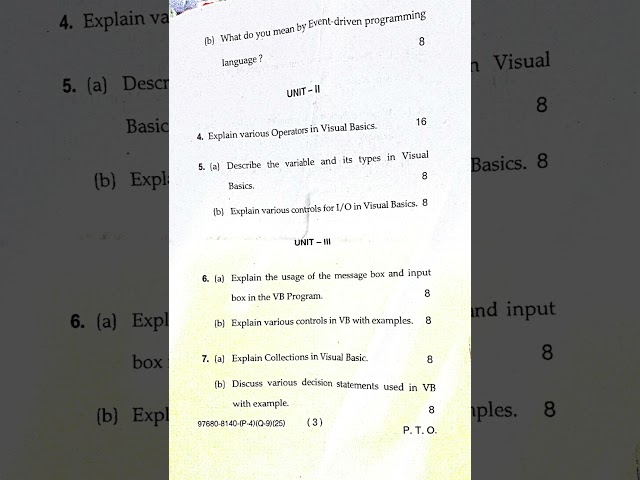 #2025 #bca #dec #visualbasic #vb #exam #facts#viral #shorts #youtubeshorts #pyq #mdu #paper