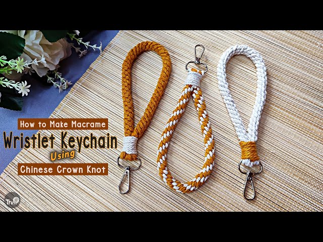 How to Make Macrame Wristlet Keychain Using Chinese Crown Knot | Macrame Wristlet Keychain Tutorial