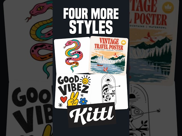 4 Very Different Kittl AI Styles for T Shrits