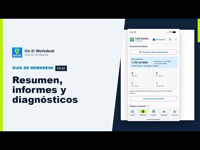 Resumen, informes y decisiones de diagnóstico | On it! Workdesk