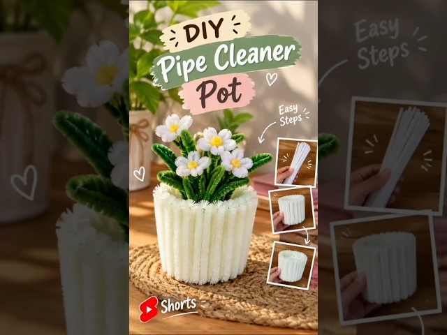 White Flower Pot🤍| Pipe Cleaner Pot|Tutorial