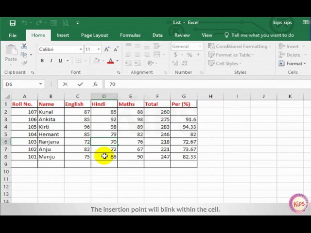 Learning MS Excel 2016: Changing Cell Contents