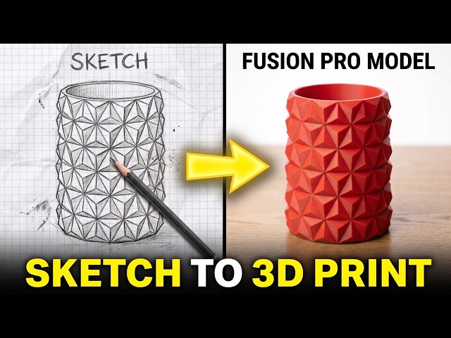 How to Create a Pen Holder with Triangle Pattern in Autodesk Fusion 360 (Sketch to 3D Print)