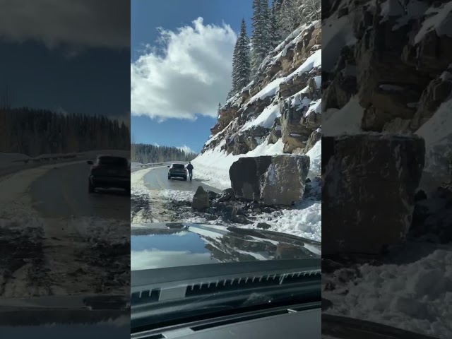 Large boulder falls onto U.S. Highway 550 near Coal Bank Pass