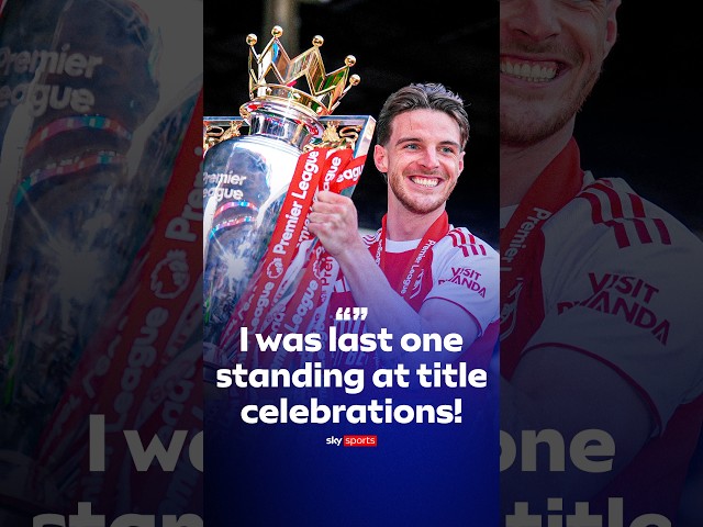 Declan Rice says he was one of the 'last men standing' at Arsenal's Premier League celebrations! 🕺
