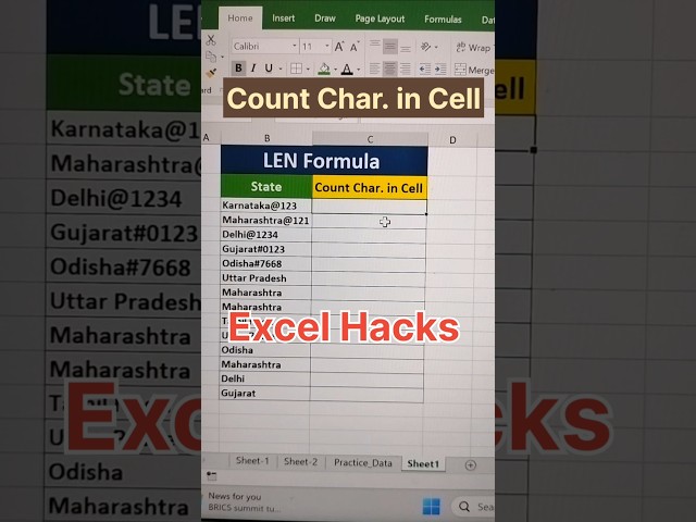 LEN Formula in Excel