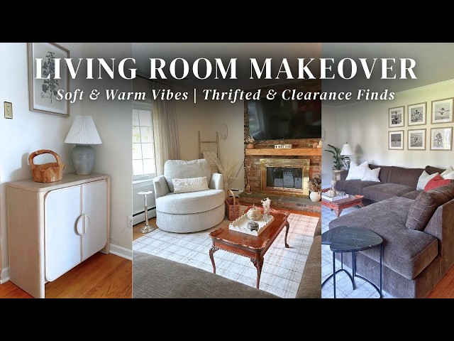 DIY EXTREME LIVING ROOM MAKEOVER | THRIFTED FINDS | cozy, rustic, traditional, soft & cozy vibes