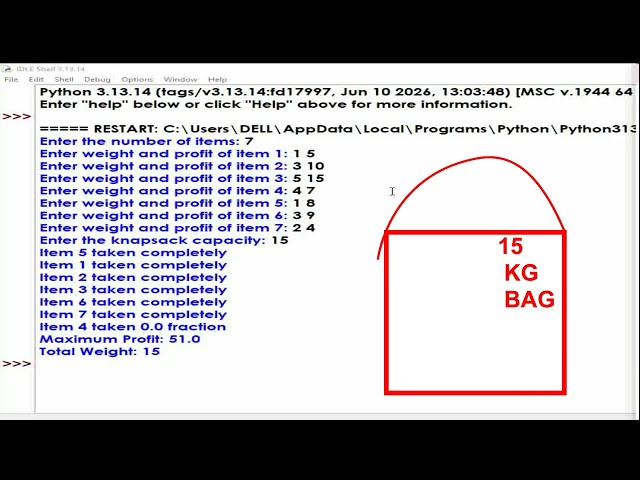 DAA B2  Knapsack Problem| BCA V SEM| Algorithm Design and Analysis | Python