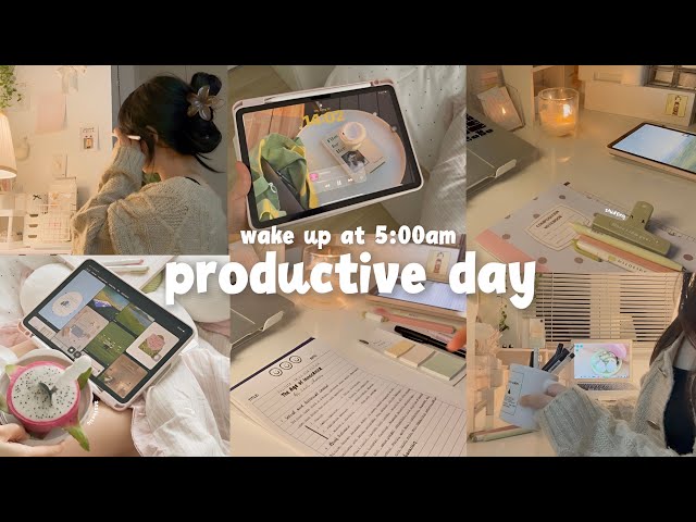 5:00AM  PRODUCTIVE DAY 🌷🌱study vlog, healthy habits, productive, romanticizing life˚ ༘