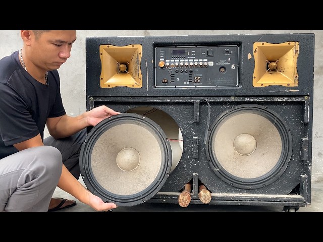 Restoration a massive portable karaoke system // Restore a dual 15-inch bass speaker system
