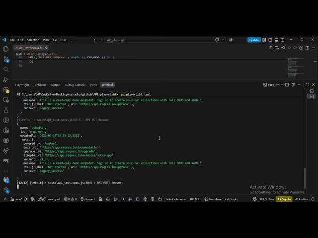 API testing automation using playwright and javascript