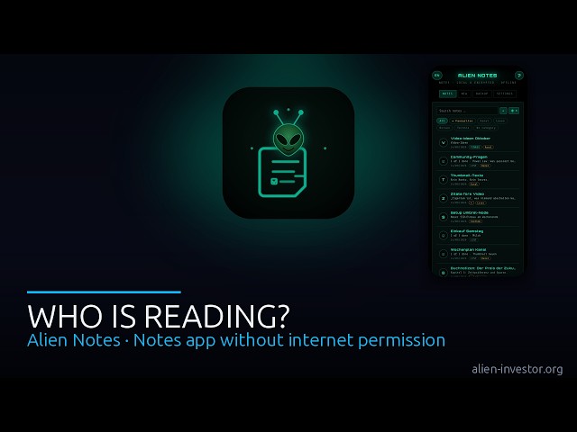 Alien Notes: Encrypted Offline Notes for GrapheneOS and Linux – App Trailer